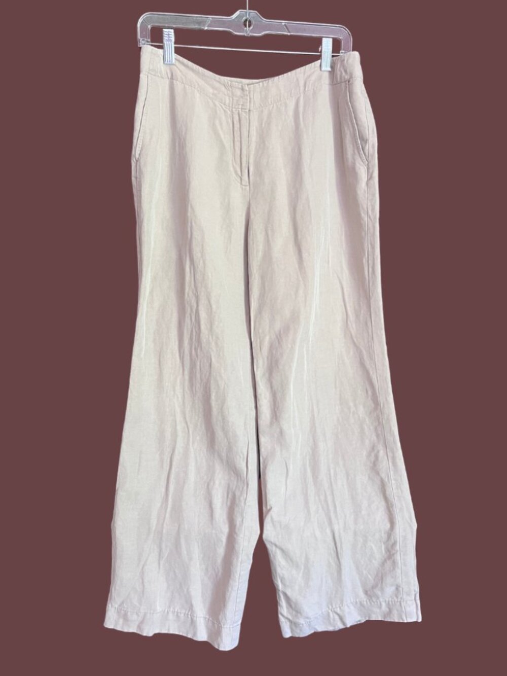 J. Jill Silk Linen Blend Straight Leg Trousers Beige Tan Size 8